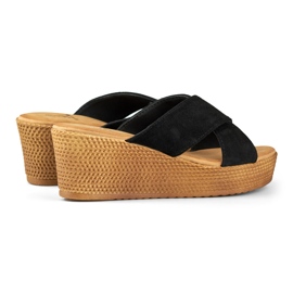 Ženske crne papuče na klin crna 1