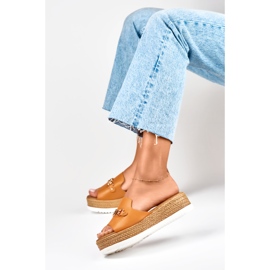 Ženske narančaste papuče s niskim klinom 2