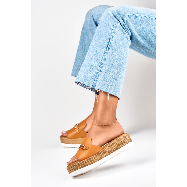 Ženske narančaste papuče s niskim klinom narančasta 2