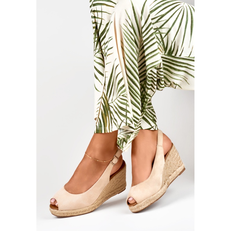 Ženske bež espadrile od brušene kože 1