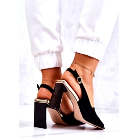 S. BARSKI Ženske sandale od antilop na poštu s crnim ukrasom crna 6