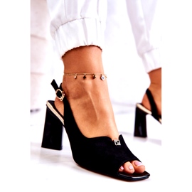 S. BARSKI Ženske sandale od antilop na poštu s crnim ukrasom crno 7