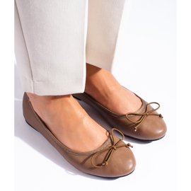 Ženske smeđe balerinke s Shelovet mašnom smeđa 2