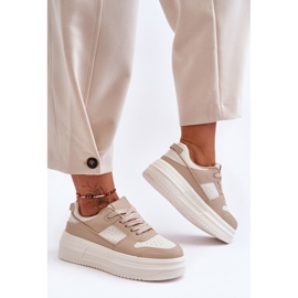 FJ1 Ženska sportska obuća na masivnoj platformi Bež Belisso 1