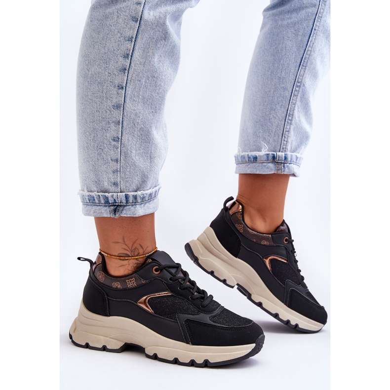 PM1 Crne sportske cipele Escape s platformom na vezanje crno 1