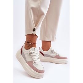 FJ1 Ženske sportske cipele na masivnoj platformi bijela i roza Gemma 1