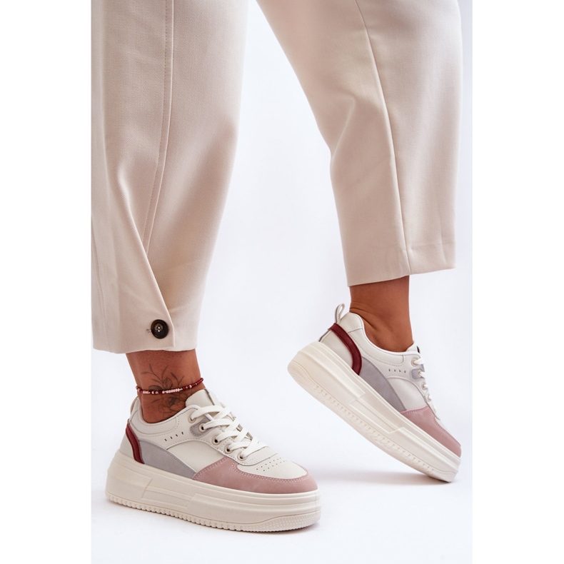 FJ1 Ženske sportske cipele na masivnoj platformi bijela i roza Gemma 2