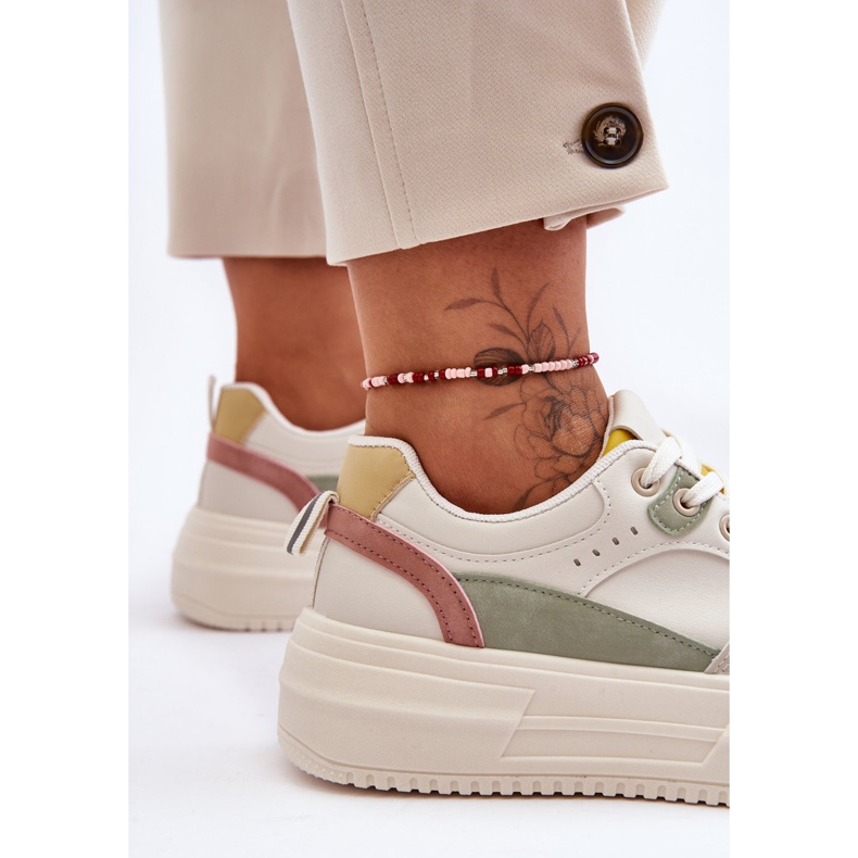 FJ1 Ženska sportska obuća na masivnoj platformi Raznobojna Gemma bijela 2