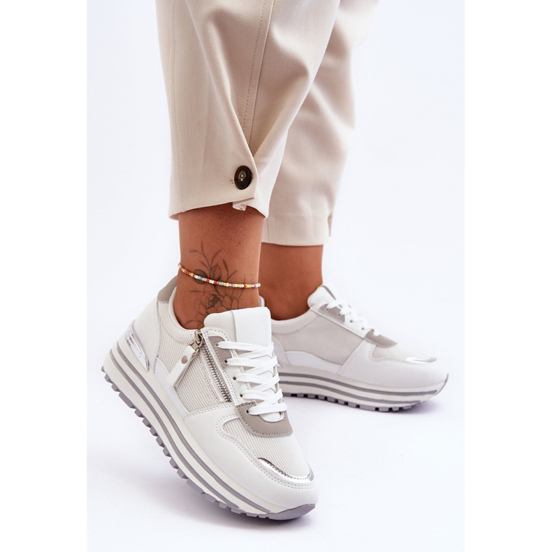 FJ1 Ženske sportske cipele s ukrasnim patentnim zatvaračem Bijela Cairo 1