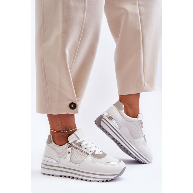 FJ1 Ženske sportske cipele s ukrasnim patentnim zatvaračem Bijela Cairo 2