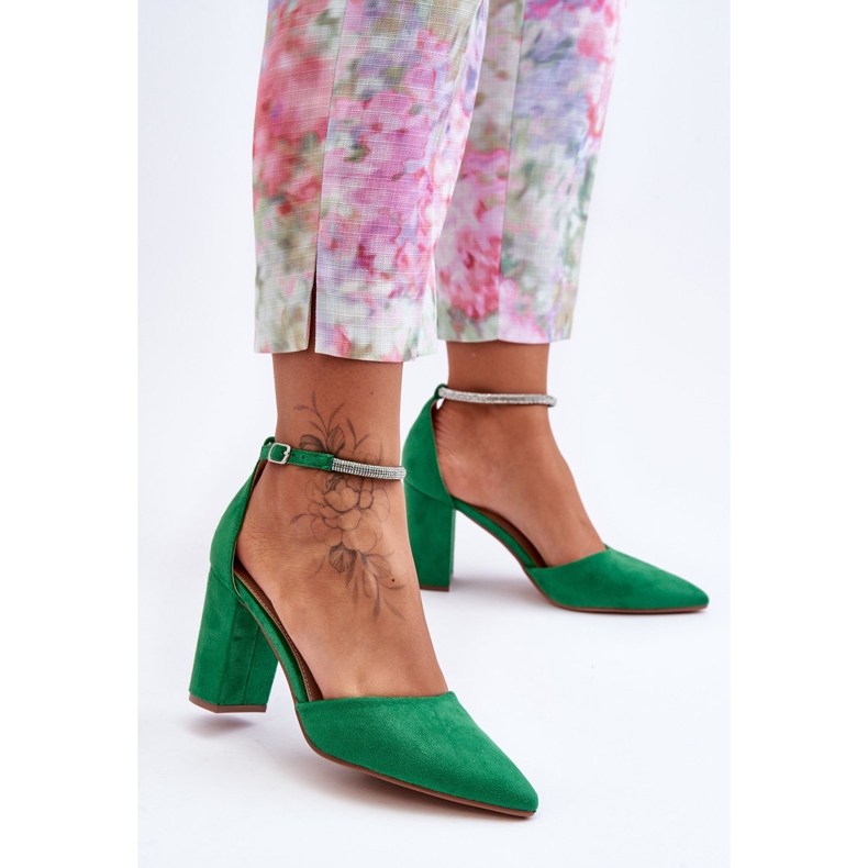 Cipele od brušene kože s kubnim cirkonijem od zelenog dijamanta zelena 1