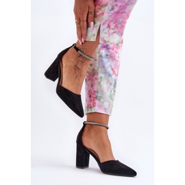 Cipele od brušene kože s crnim dijamantom i kubičnim cirkonijem crna 1