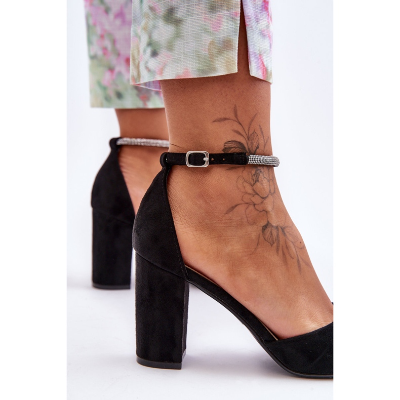 Cipele od brušene kože s crnim dijamantom i kubičnim cirkonijem crna 2