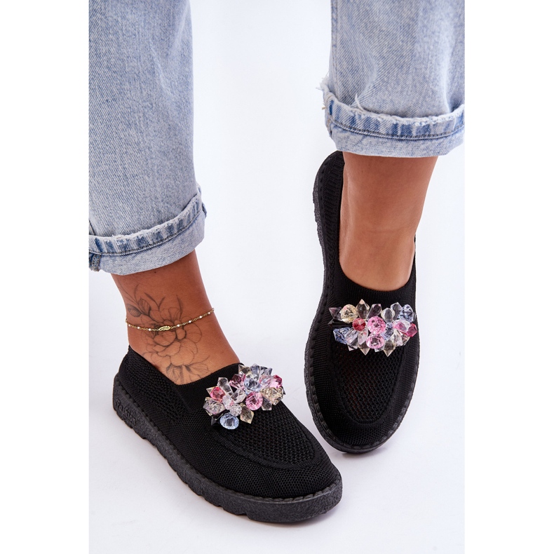 PM1 Ženske natikače s kamenčićima crne jednostavne crna 2
