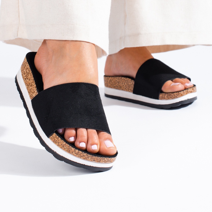 Crne antilop papuče s debelim potplatom Shelovet crno 1