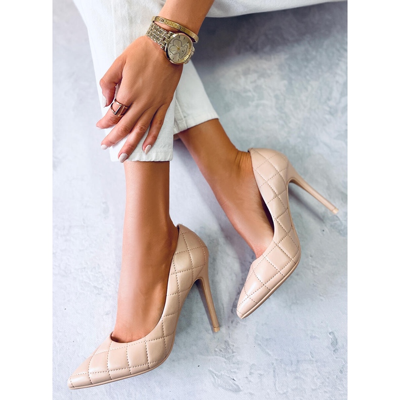 Raquel Nude prošivene cipele s visokom petom bež 1