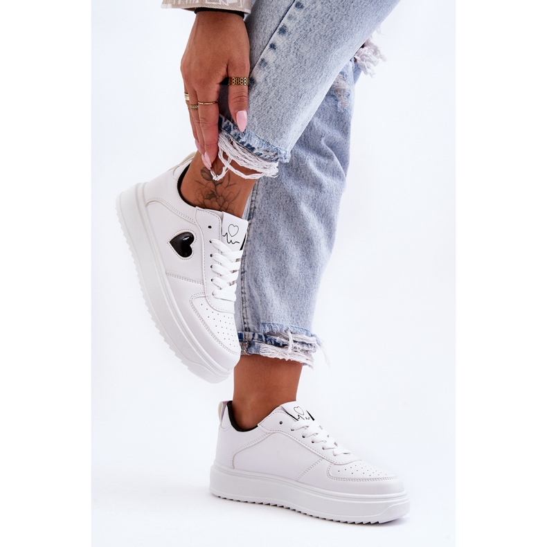 FJ1 Klasične sportske cipele sa srcem crno-bijele Amore bijela 2