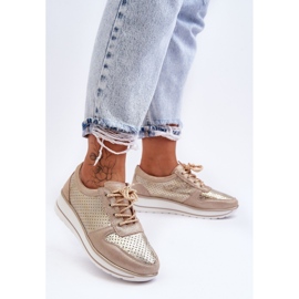 Kožne sportske cipele s perforacijom S.Barski AL22246 zlatne zlatni 1