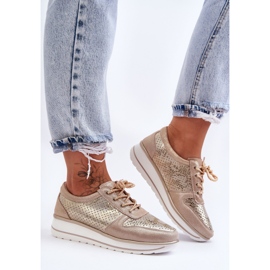 Kožne sportske cipele s perforacijom S.Barski AL22246 zlatne zlatni 2