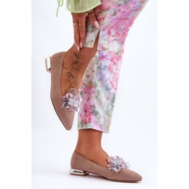 PS1 Ženske ukrašene mokasine s ravnom petom Tamno bež Sloane 2