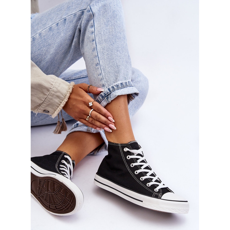 FR1 Ženske klasične visoke tenisice crno-bijele Remos crna 2