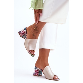 Lewski Shoes Ženske kožne cipele Leski na visoku petu 3209/K Pearl Beige bež 1