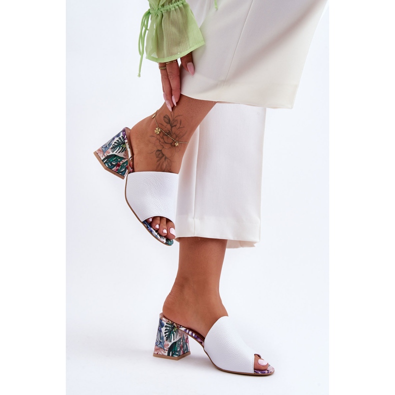 Lewski Shoes Ženske kožne Leski cipele na visoku petu 3209/K Bijele bijela 2