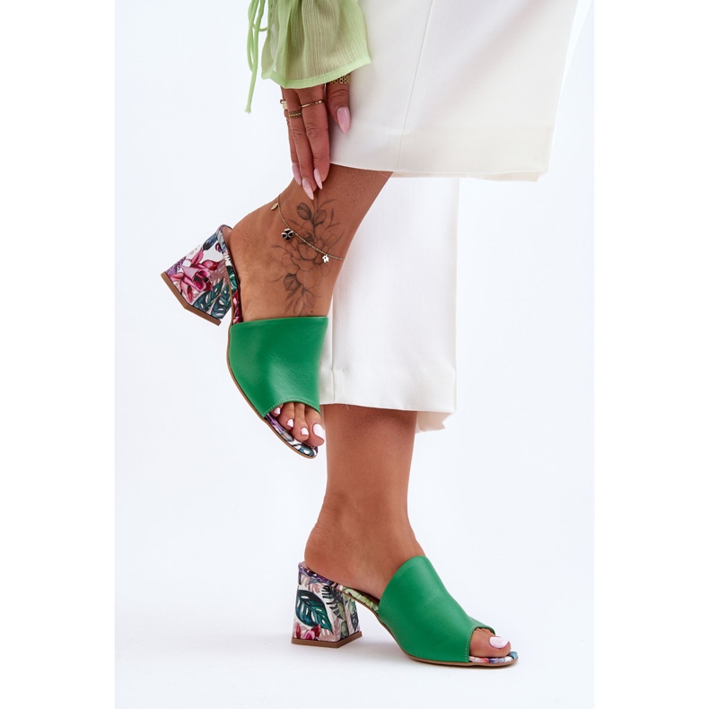 Lewski Shoes Ženske kožne Leski cipele na visoku petu 3209/K Zelene zelena 1