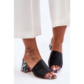 Lewski Shoes Ženske kožne Leski cipele na visoku petu 3209/K crne crno 2