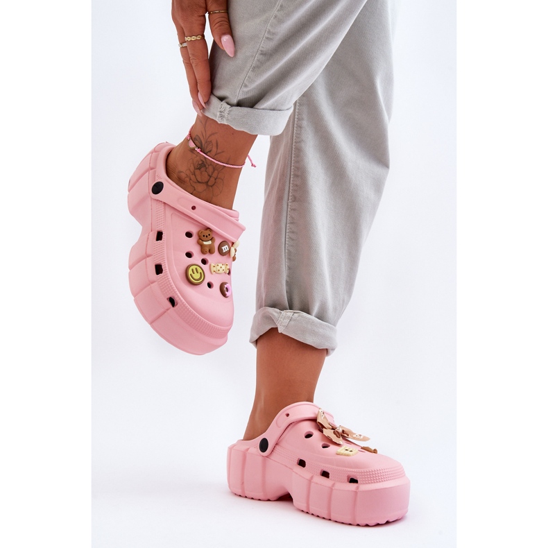 Ženske pjenaste tobogane Crocs s ornamentima Pink Marlett ružičasta 2