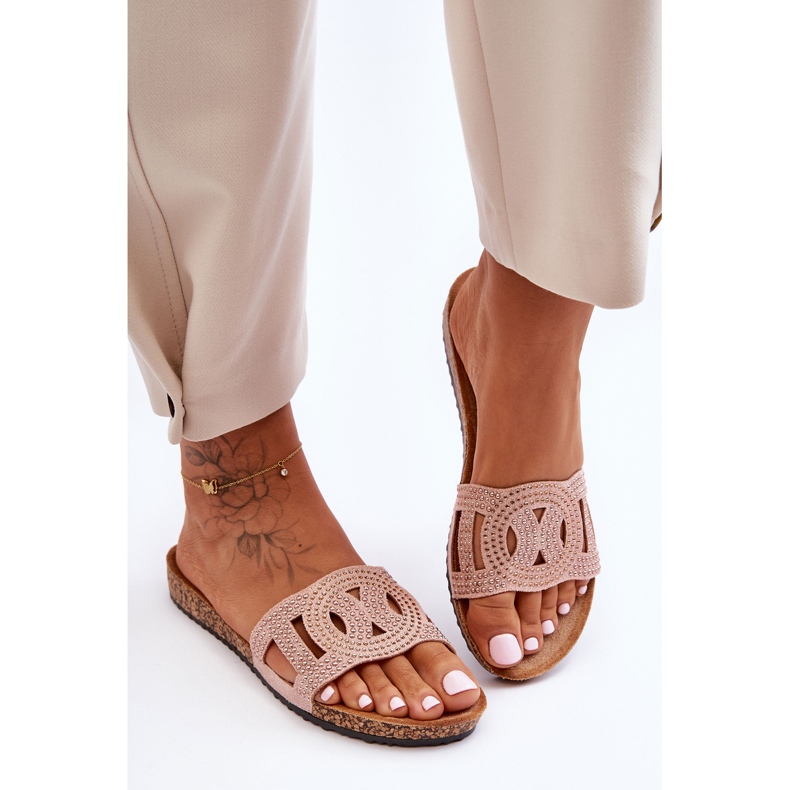 Ženske papuče s nitnama Pink Evelins ružičasta 1