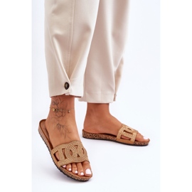 Ženske papuče s nitnama smeđe Evelins smeđa 2