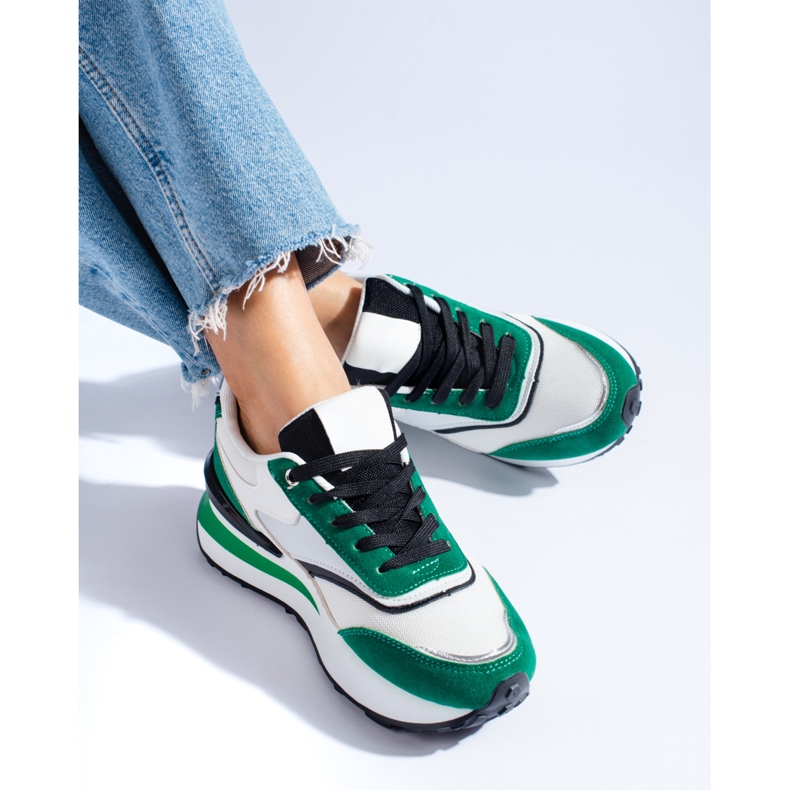 Ženske bijele i zelene tenisice na platformi Shelovet bijela 1