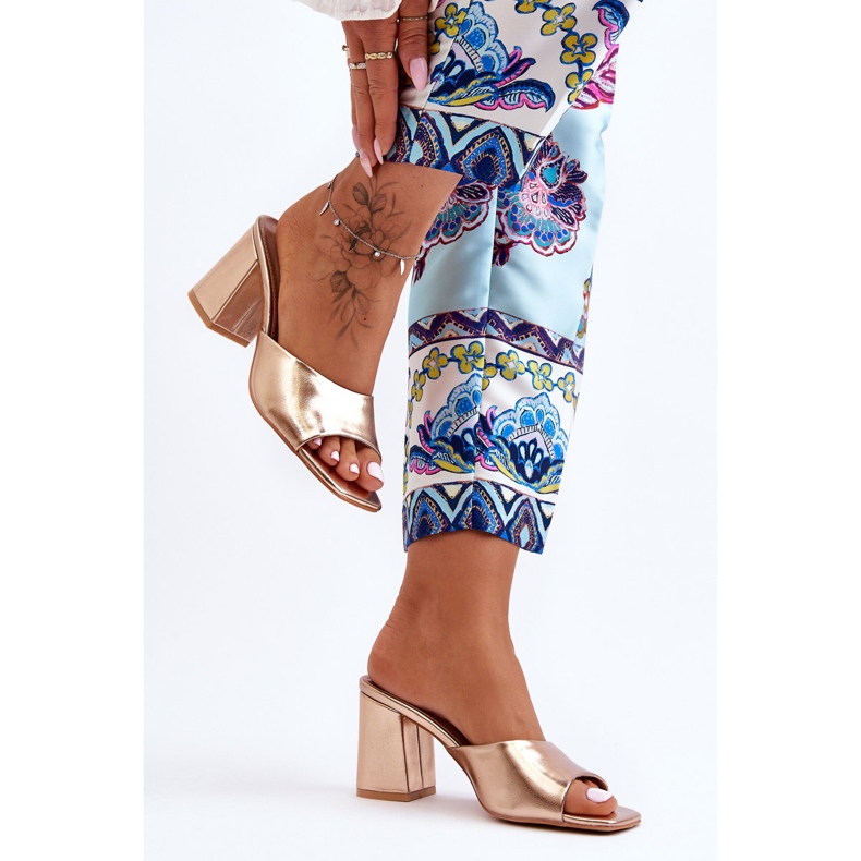 Ženske kožne klasične papuče Rose Gold Loara zlatna 2