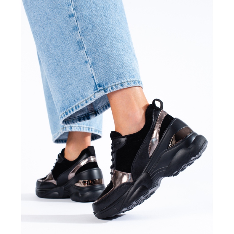 Ženske crne kožne tenisice Shelovet crno 2