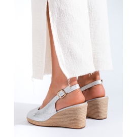 W. Potocki Elegantne srebrne sandale na klin Potocki srebro 2
