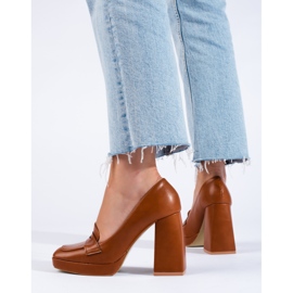 Shelovet smeđe čizme s debelim blokom smeđa 1