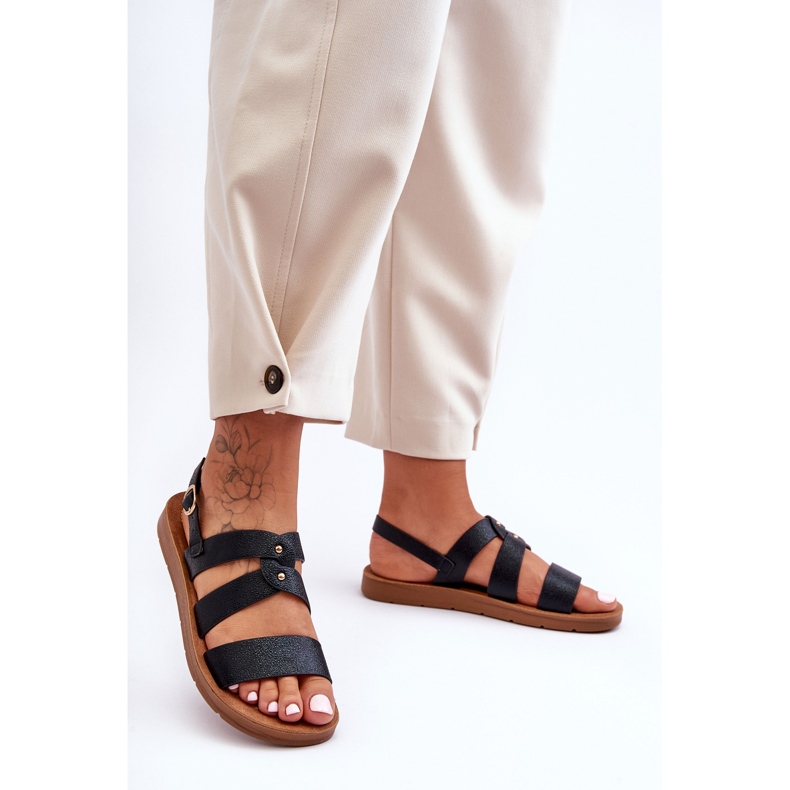 PG1 Crne ženske svjetlucave sandale Catalia crno 1