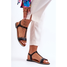 Crne penna ženske sandale od kubičnog cirkonija crno 1