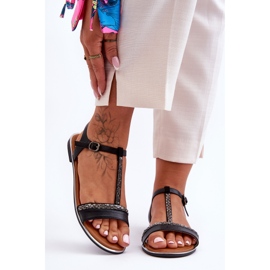 Crne penna ženske sandale od kubičnog cirkonija crno 2