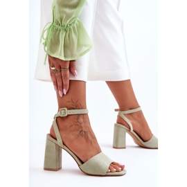 Sandale na visoku petu od zelene antilop kože Harriet zelena 2