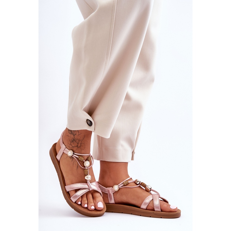 PG1 Ženske ukrašene svjetlucave sandale u ružičastoj boji ružičasta 1