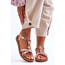 PG1 Ženske ukrašene svjetlucave sandale u ružičastoj boji ružičasta 2