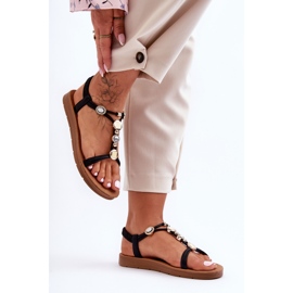 PG1 Ženske ukrašene sandale Black Kushi crna 2