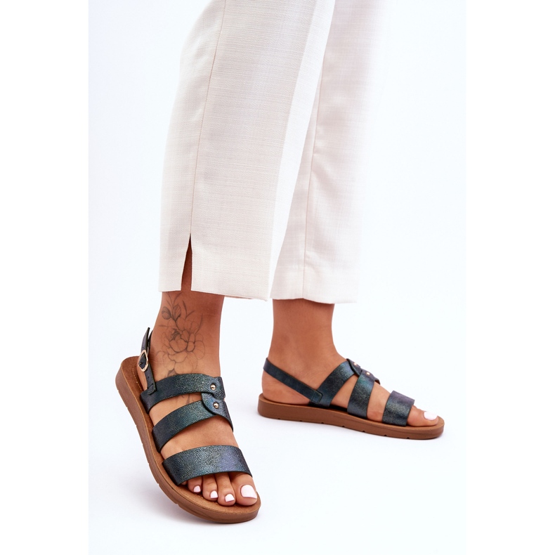 PG1 Ženske sjajne sandale Tamnozelene Catalia zelena 1