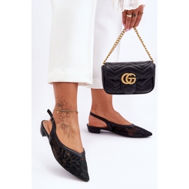 PG1 Ženske balerinke s cvijećem Black Adore crno 1