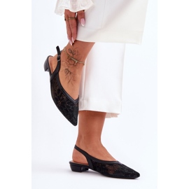 PG1 Ženske balerinke s cvijećem Black Adore crno 2