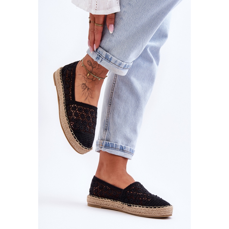 PG1 Ženske ažur espadrile Black One Lover crna 1