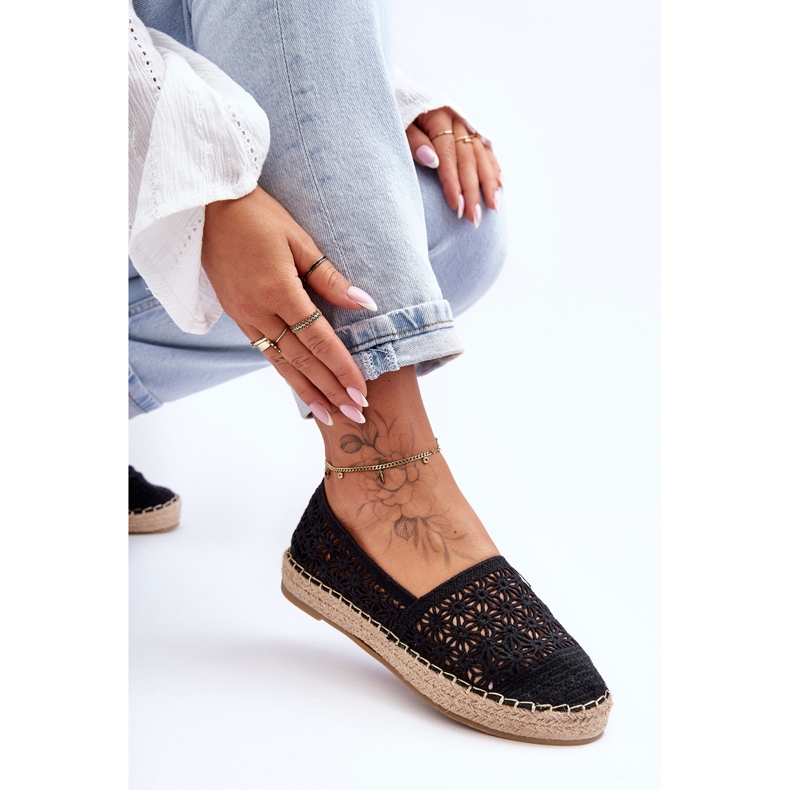 PG1 Ženske ažur espadrile Black One Lover crna 2