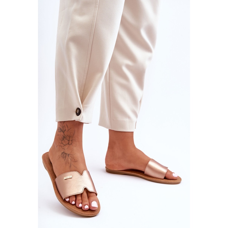 Ženske udobne cipele s ravnom petom u ružičasto-zlatnoj boji zlatna 1